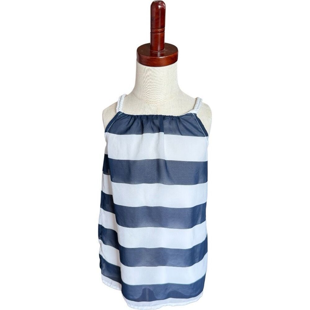 Toddler Girls Nautica Stripes Nautical Braided Strap Sleeveless Sailing Dress 4T